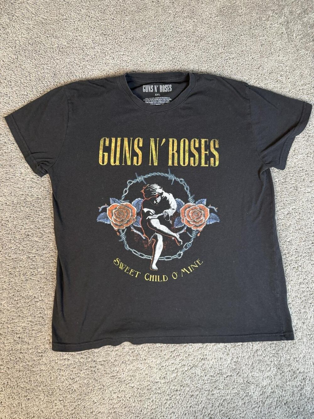 Guns N' Roses Shirt Womens XXL Black Crew Neck Jersey 100% Cotton Tagless